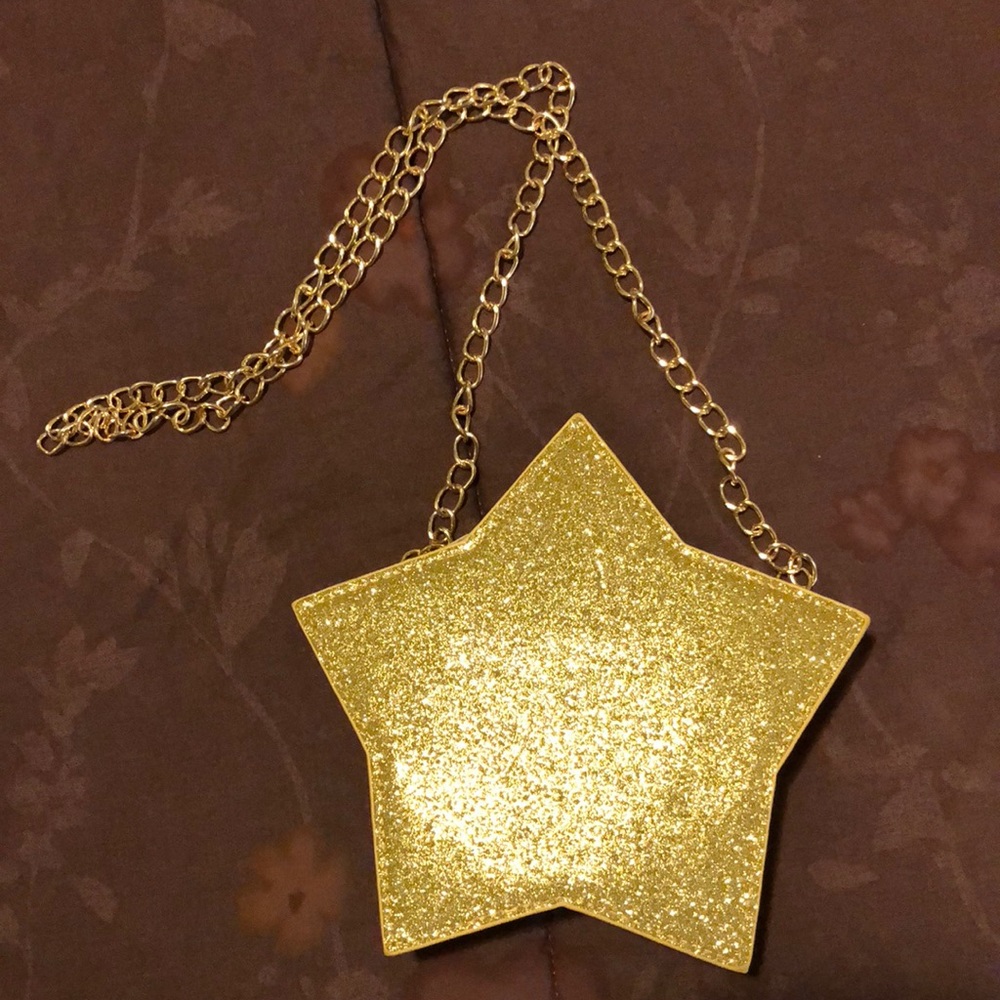 Gold Glittery Star Flask Purse